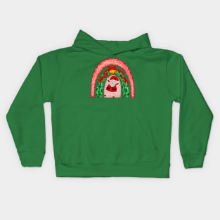 Jolly Santa Christmas Rainbow Kids Hoodie